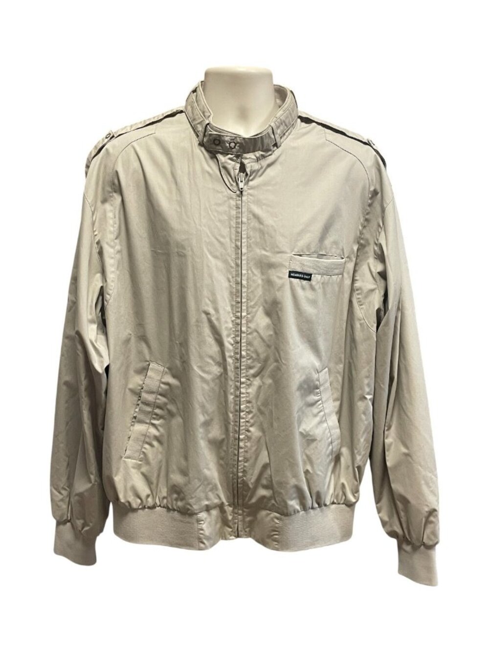 Men's Vintage Members Only Jacket Full Zip Size XLT  Tan Bomber Windbreaker